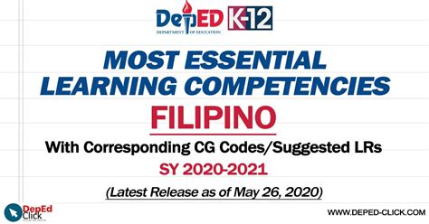 learning competencies in tagalog|MELCs in FILIPINO (SY 2020.
